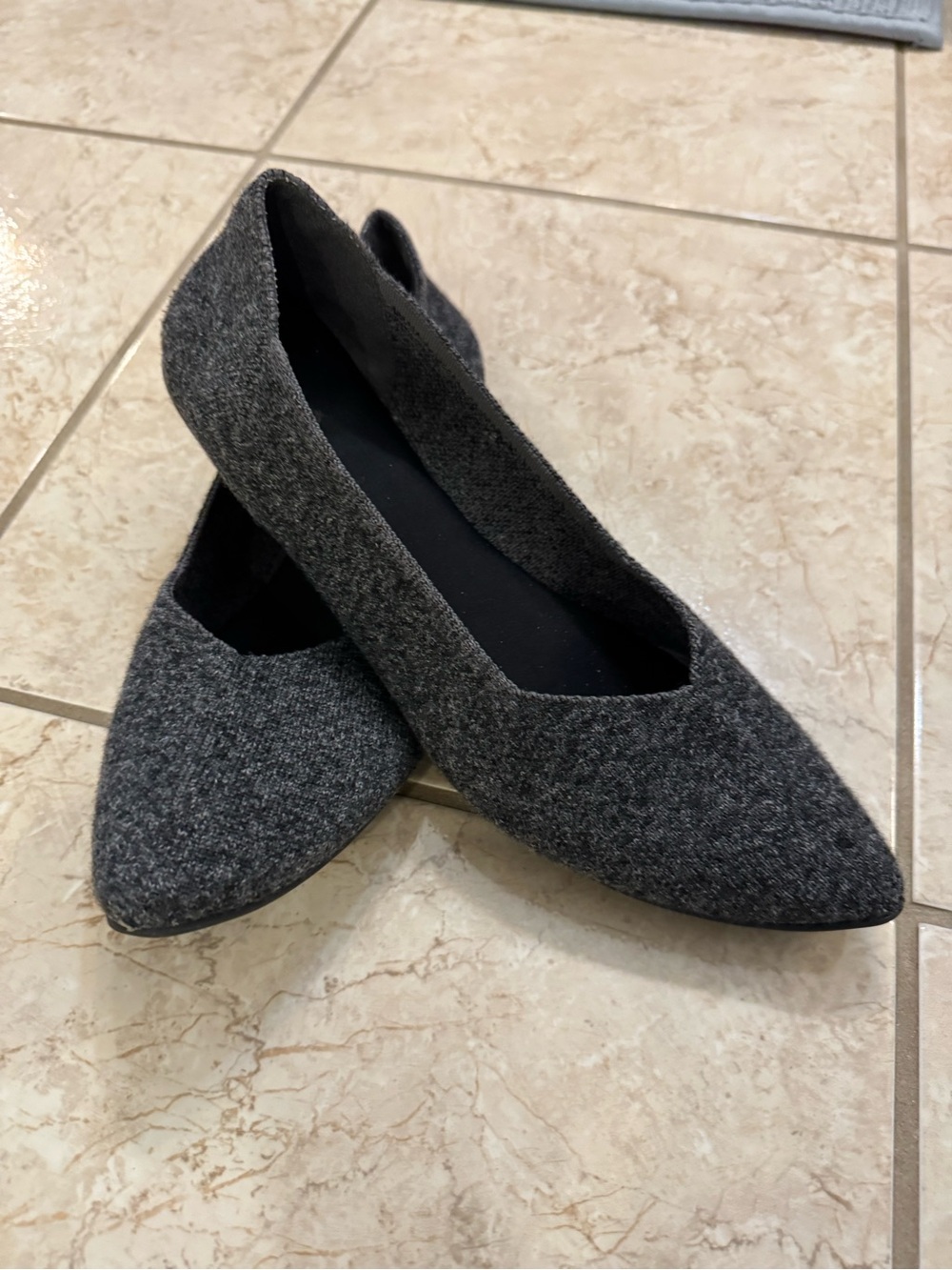 MIA Women's Pointed Knit Flats in Charcoal Gray